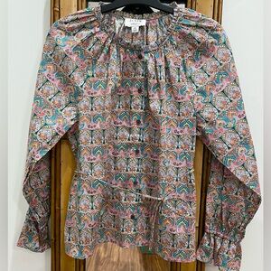 Like new J Crew x Liberty ruffle button front top size XS